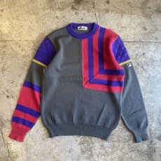 画像1: OLD【FILA】COLOR DESIGN LINE KNIT TOPS / Ladies L / MADE IN ITALY (1)