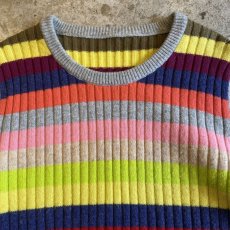 画像5: COLOR MULTI BORDER PATTERN RIB KNIT TOPS / Ladies M (5)