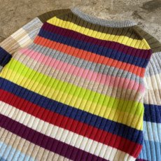 画像8: COLOR MULTI BORDER PATTERN RIB KNIT TOPS / Ladies M (8)