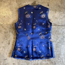 画像2: ALL OVER PATTERN BLUE COLOR CHINA DESIGN VEST / Ladies M (2)