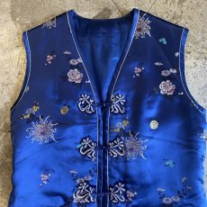 画像8: ALL OVER PATTERN BLUE COLOR CHINA DESIGN VEST / Ladies M (8)