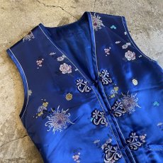 画像3: ALL OVER PATTERN BLUE COLOR CHINA DESIGN VEST / Ladies M (3)