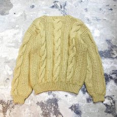 画像2: STRAW YELLOR COLOR CABLE KNIT SWEATER / Mens L (2)