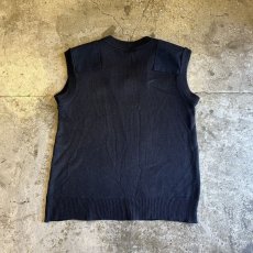 画像2: NAVY COLOR V NECK DESIGN VEST / Ladies M(L) (2)