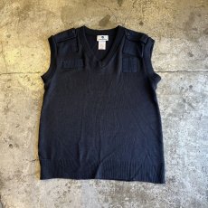 画像1: NAVY COLOR V NECK DESIGN VEST / Ladies M(L) (1)