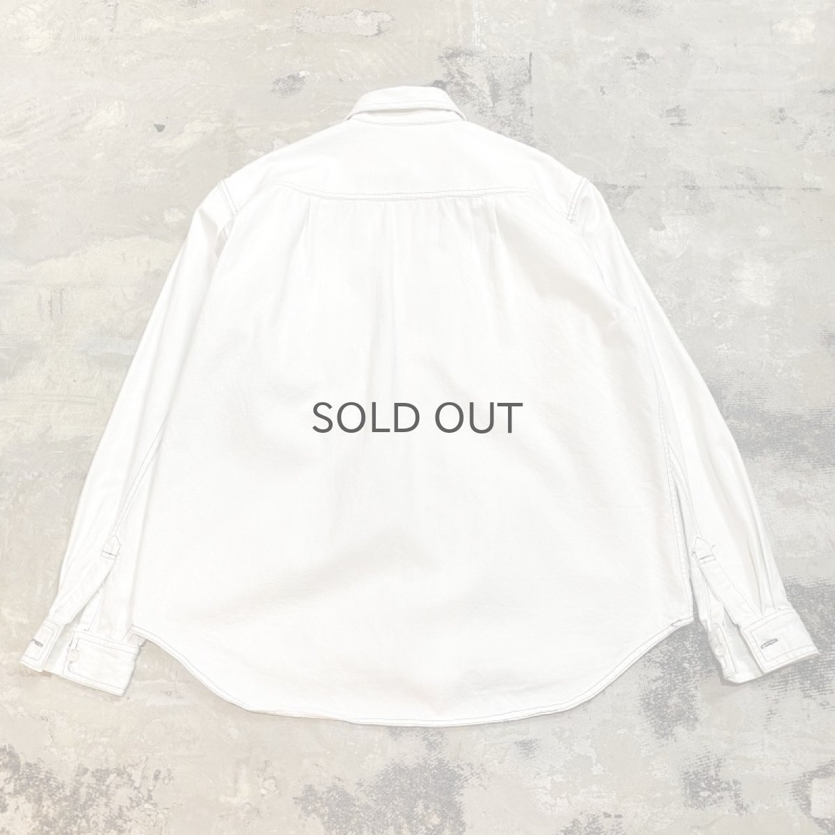 画像2: EMBROIDERY WHITE DENIM L/S SHIRT / Mens L (2)