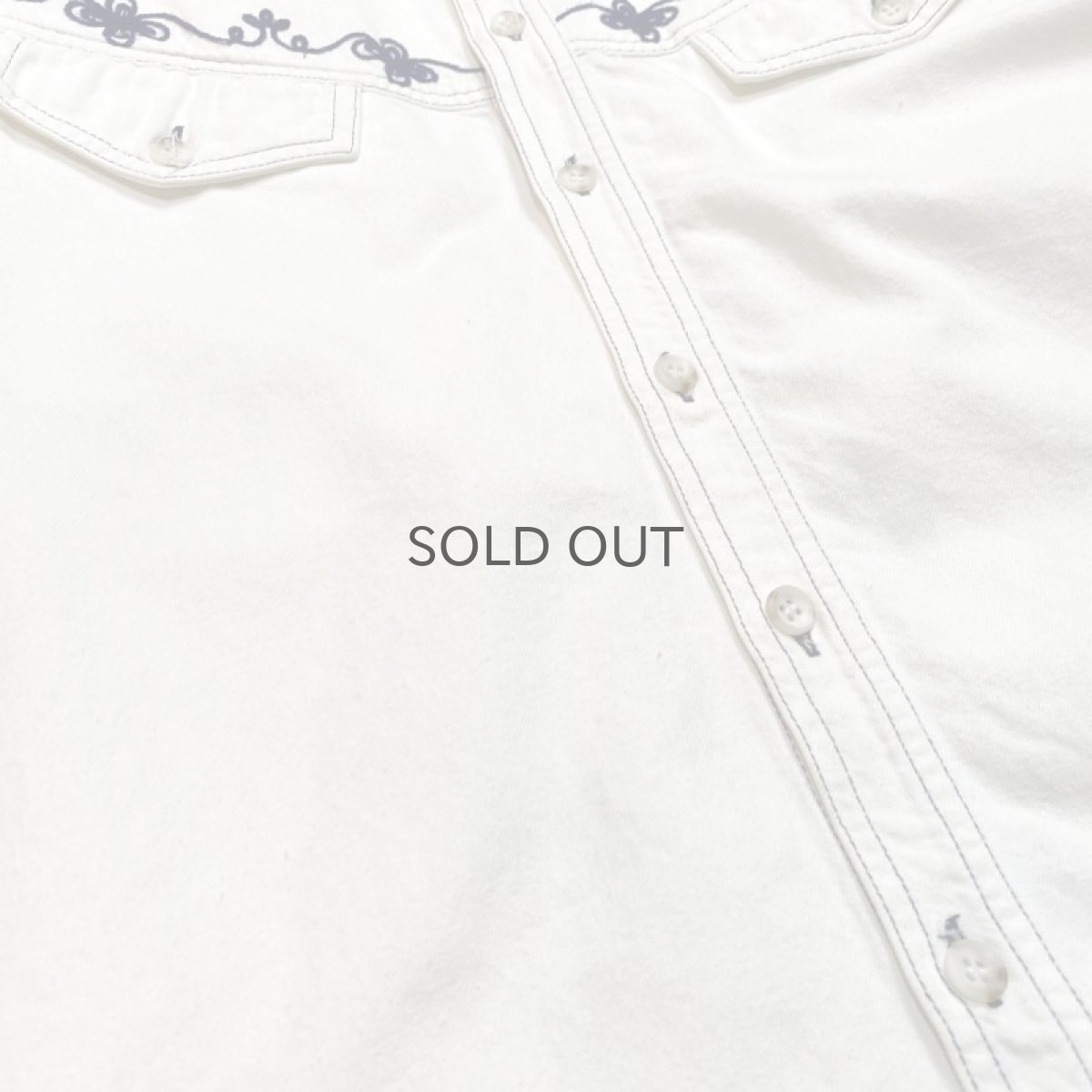 画像5: EMBROIDERY WHITE DENIM L/S SHIRT / Mens L (5)