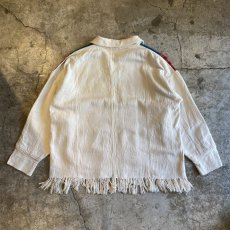 画像2: NATIVE PATTERN EMBROIDERY FRINGE DESIGN OVER SHIRT / Ladies L (2)