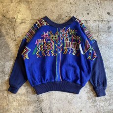 画像1: EMBROIDERY PATTERN COLOR DESIGN L/S TOPS / Ladies L (1)