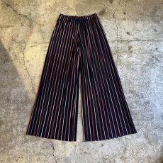 画像1: MIX COLOR STRIPE PATTERN PLEATS DESIGN WIDE PANTS / FREE (1)