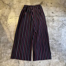 画像2: MIX COLOR STRIPE PATTERN PLEATS DESIGN WIDE PANTS / FREE (2)