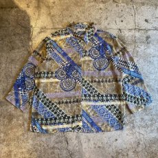 画像1: ALL OVER PATTERN COLOR SHEER DESIGN L/S SHIRT / Ladies L (1)