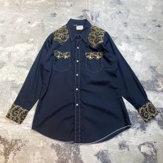 画像1: 70's BOTANICAL EMBROIDERY WESTERN L/S SHIRT / Mens M (1)