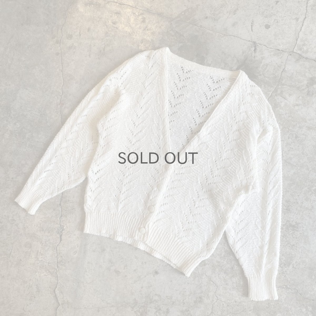 画像4: WHITE COLOR CROCHET DESIGN L/S CARDIGAN / Ladies M (4)