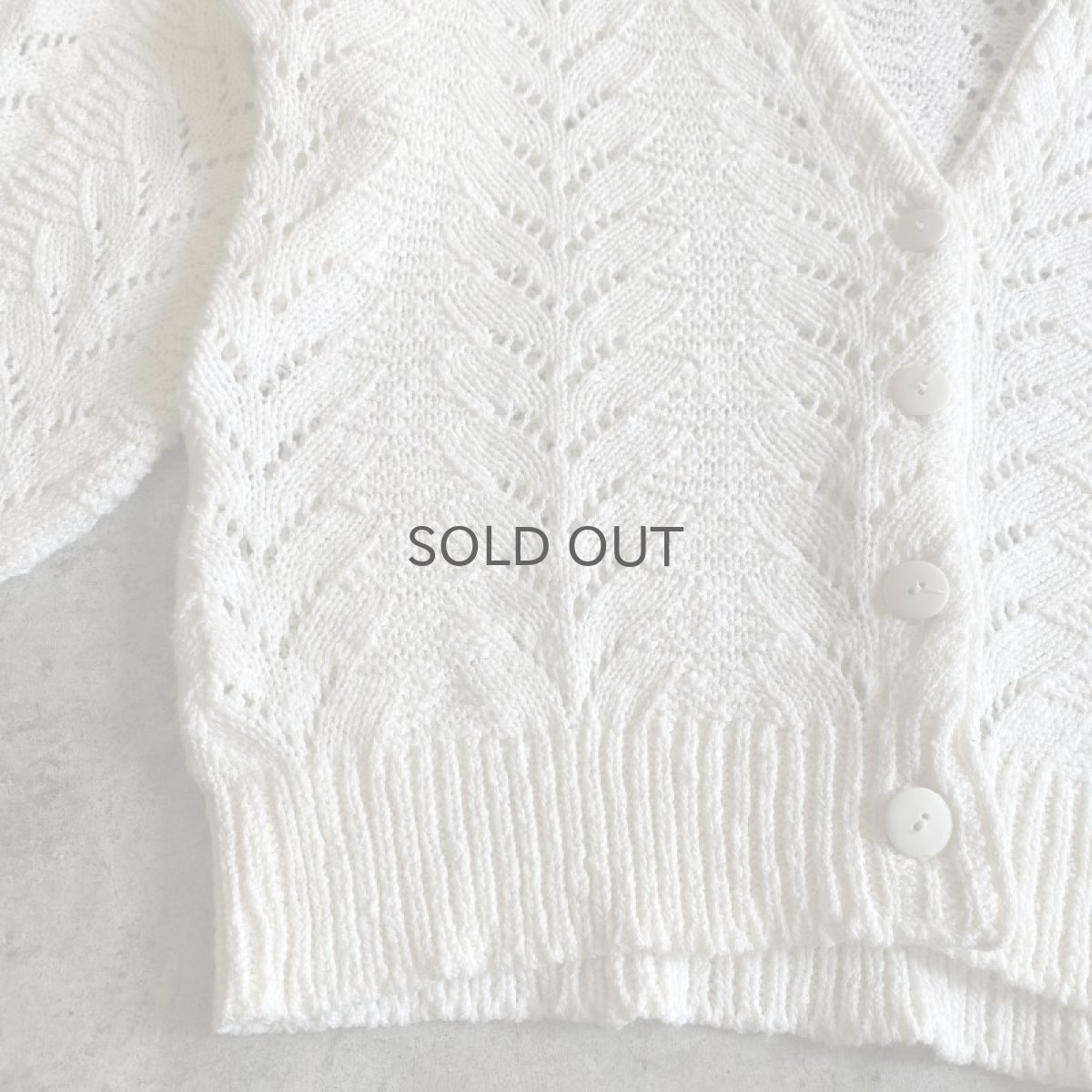 画像5: WHITE COLOR CROCHET DESIGN L/S CARDIGAN / Ladies M (5)