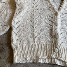 画像5: WHITE COLOR CROCHET DESIGN L/S CARDIGAN / Ladies M (5)