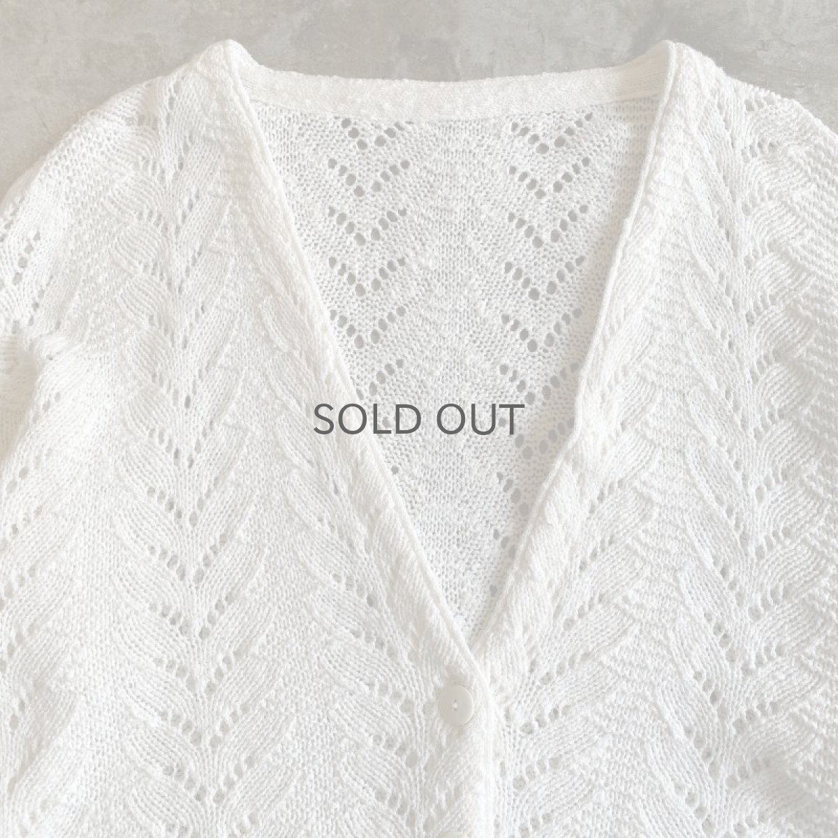 画像6: WHITE COLOR CROCHET DESIGN L/S CARDIGAN / Ladies M (6)