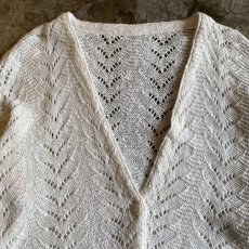 画像6: WHITE COLOR CROCHET DESIGN L/S CARDIGAN / Ladies M (6)