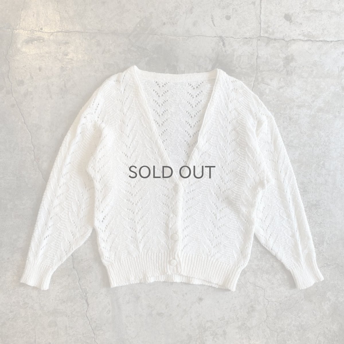 画像1: WHITE COLOR CROCHET DESIGN L/S CARDIGAN / Ladies M (1)