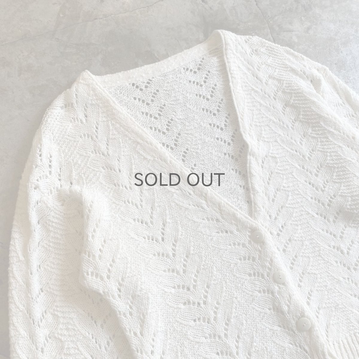 画像3: WHITE COLOR CROCHET DESIGN L/S CARDIGAN / Ladies M (3)