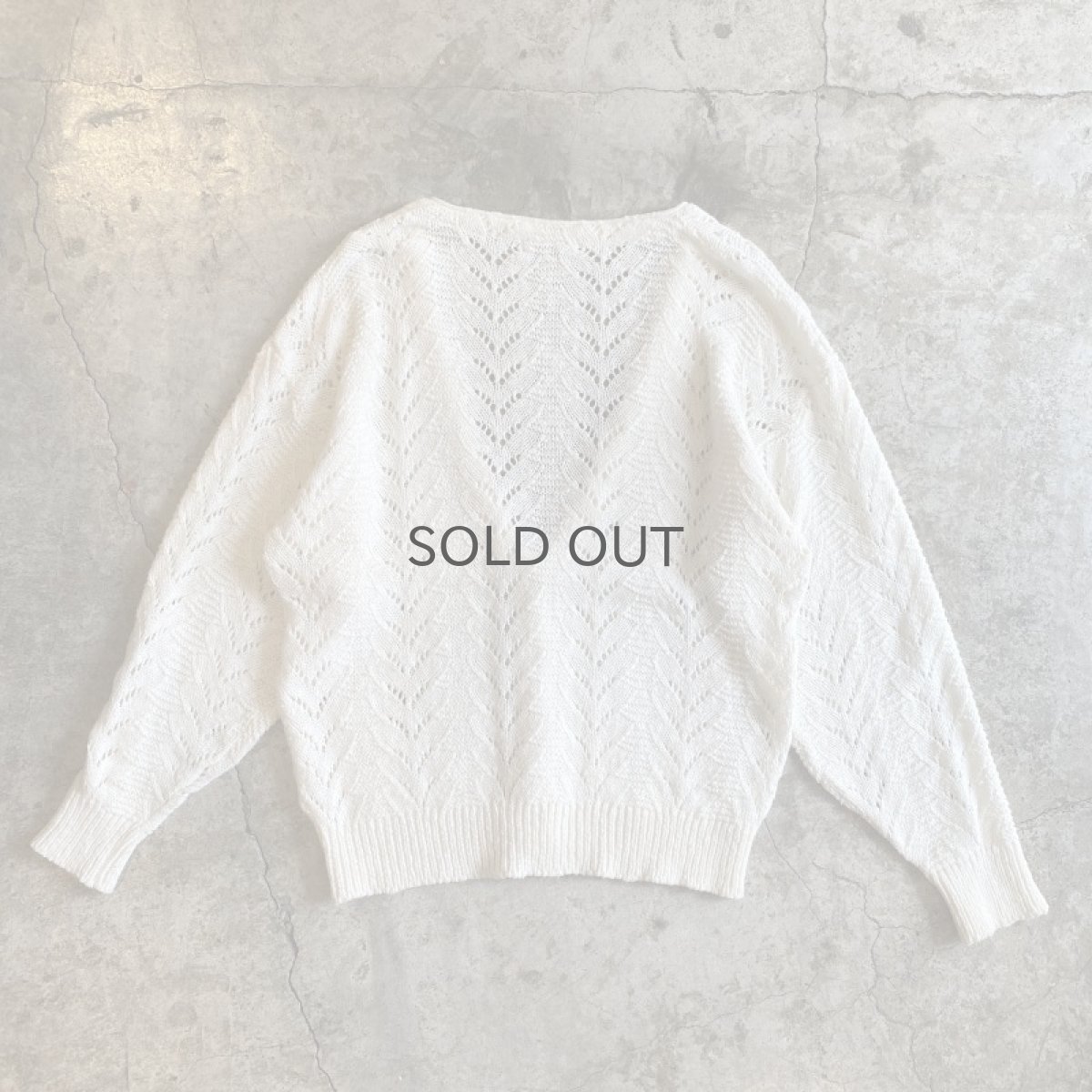 画像2: WHITE COLOR CROCHET DESIGN L/S CARDIGAN / Ladies M (2)