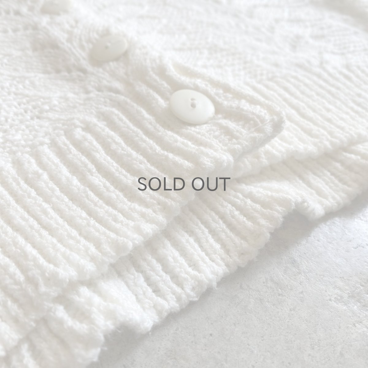 画像11: WHITE COLOR CROCHET DESIGN L/S CARDIGAN / Ladies M (11)