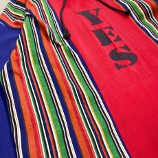 画像5: 90's MULTI STRIPE PATTERN SWITCHED HOODIE L/S TEE / Mens L / MADE IN USA (5)