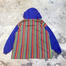 画像2: 90's MULTI STRIPE PATTERN SWITCHED HOODIE L/S TEE / Mens L / MADE IN USA (2)