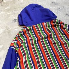 画像9: 90's MULTI STRIPE PATTERN SWITCHED HOODIE L/S TEE / Mens L / MADE IN USA (9)