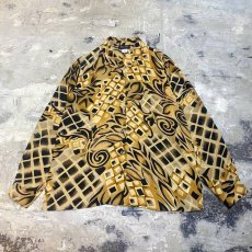 画像1: ARTISTIC GRAPHIC PATTERN L/S SHEER SHIRT / Mens L (1)