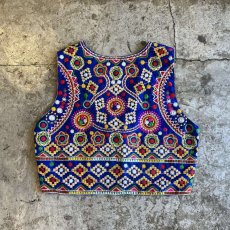 画像2: ALL OVER COLOR NATIVE EMBROIDERY PATTERN VEST / Ladies M  (2)