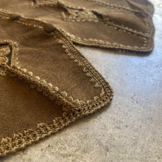 画像11: PATCHWORK CROCHET DESIGN BROWN COLOR SUEDE LEATHER VEST / Ladies M (11)