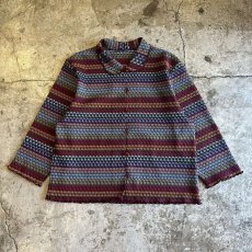 画像1: MIX COLOR MULTI BORDER PATTERN MESH DESIGN CARDIGAN / Ladies M (1)