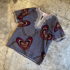 画像4: AFRICAN BATIK PATTERN EMBROIDERY DESIGN TOPS / Ladies M (4)