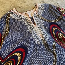 画像3: AFRICAN BATIK PATTERN EMBROIDERY DESIGN TOPS / Ladies M (3)