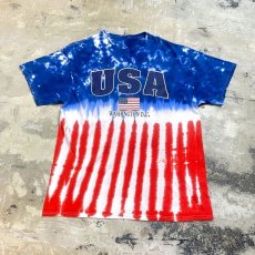 画像1: "USA" PRINTED TIE DYE PATTERN S/S TEE / Mens L (1)