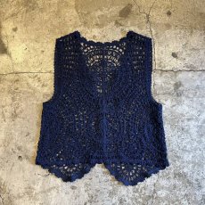 画像2: FLORAL PATTERN COLOR CROCHET DESIGN  VEST / Ladies M (2)