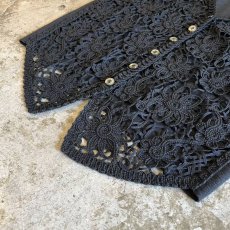 画像4: FRONT FLORAL PATTERN CROCHET DESIGN KNIT VEST / Ladies M (4)