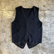 画像2: FRONT FLORAL PATTERN CROCHET DESIGN KNIT VEST / Ladies M (2)