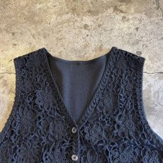 画像8: FRONT FLORAL PATTERN CROCHET DESIGN KNIT VEST / Ladies M (8)