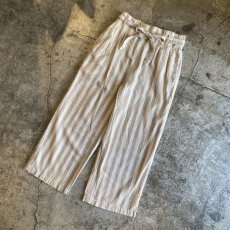 画像4: COTTON LINEN STRIPE PATTERN DESIGN HIGH WAIST PANTS / W29 (4)