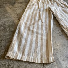 画像5: COTTON LINEN STRIPE PATTERN DESIGN HIGH WAIST PANTS / W29 (5)