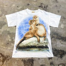 画像1: OTTER PRINTED TIE DYE PATTERN S/S TEE / Mens M(L) (1)