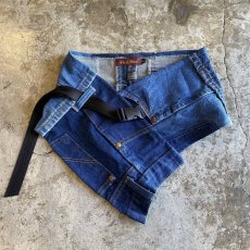 画像7: 【Wiz&Witch】"WEIRD" PATCHWORK BLUE DENIM WRAP CORSET / OS (7)