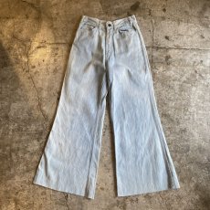 画像2: 70's VINTAGE EMBROIDERY WIDE FLARE BOTTOM DENIM PANTS / W27 (2)