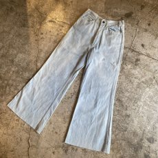 画像4: 70's VINTAGE EMBROIDERY WIDE FLARE BOTTOM DENIM PANTS / W27 (4)