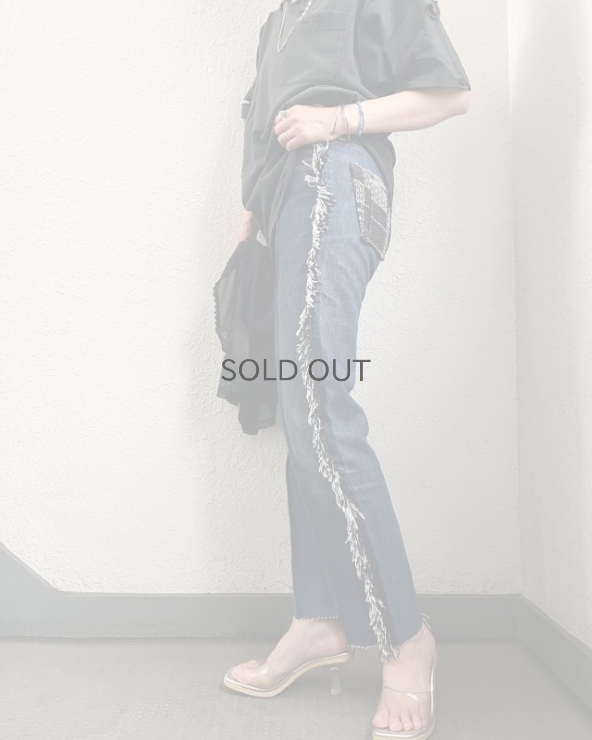 画像13: 【Wiz&Witch】SIDE FRINGE ORIENTAL DENIM PANTS / W29 (13)