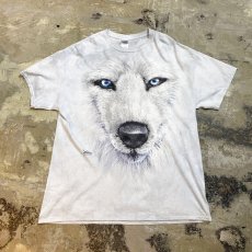 画像1: WOLF PRINTED TIE DYE PATTERN S/S TEE / Mens XL (1)