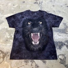 画像1: BLACK LEOPARD PRINTED TIE DYE PATTERN S/S TEE / Mens XL (1)