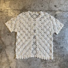 画像2: DECORATIVE CROCHET DESIGN S/S CARDIGAN / Ladies M (2)